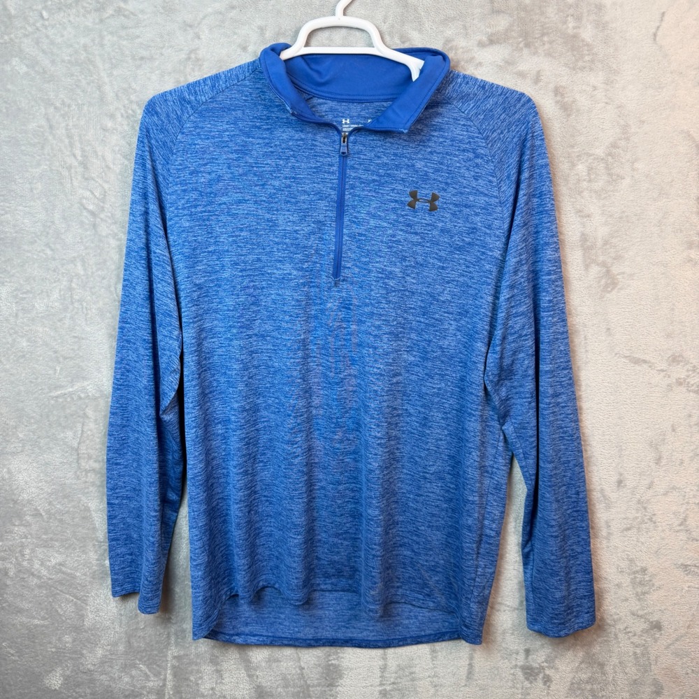 Under Armour Pullover Mens XLT Blue Tech 2.0 1/4 Zip Heathered Activewear Preppy